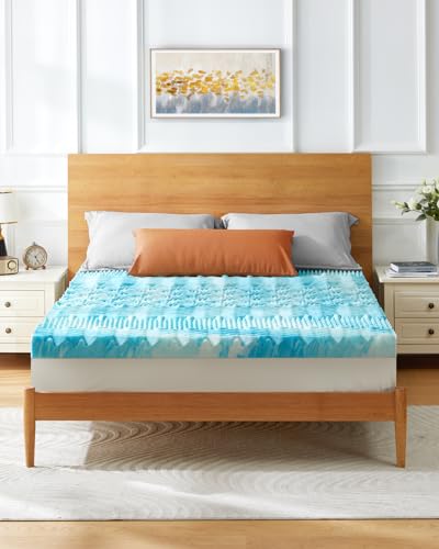 PERLECARE 2-Inch 7-Zone Twin Memory Foam Mattress Topper, Cooling Gel Mattress Topper with Airflow Channels, CertiPUR-US Certified Cooling Mattress Topper for Body Pressure Relief