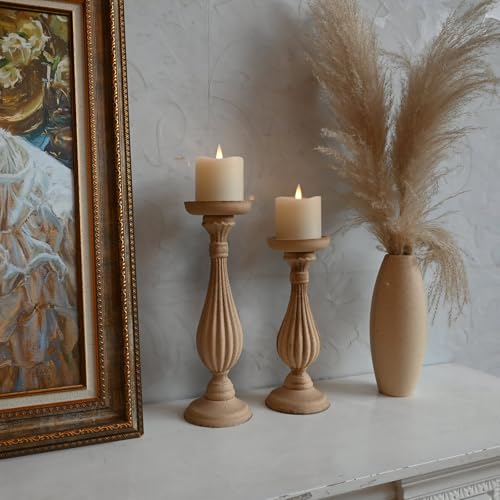 CozierGlow Flameless Pillar Candles Flickering with Remote Timer, Battery Operated LED Candles Up to 400 Hours, 3D Moving Flame Real Wax Candles, Set of 3, D3 x H4, 5", 6",Remote Included (White).