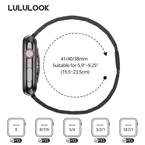 LULULOOK No Tool Needed Compatible With Apple Watch Band 41/40/38mm for Women Men, Stainless Steel Band for Apple Watch Series 9 8 7 6 5 4 3 2 1 SE SE2-Magnetic Clasp