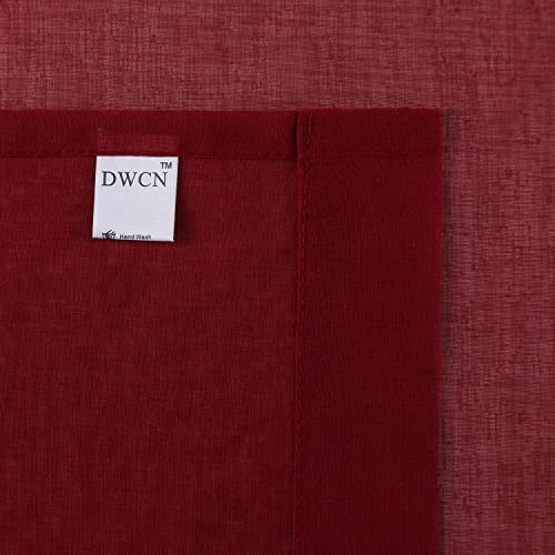 DWCN White Faux Linen Sheer Curtains - Grommet Voile Window Curtain Drapes for Bedroom Living Room 28 x 63 inch Length, Set of 2