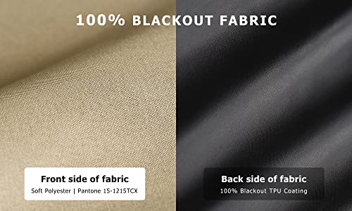 LazBlinds 100% Blackout Door Curtain, No Tools No Drill Cordless Blinds for Windows, Thermal Insulated UV Protection Privacy Window Curtains for French Door Front Door(26''W x 68''H, Beige, 1 Panel)