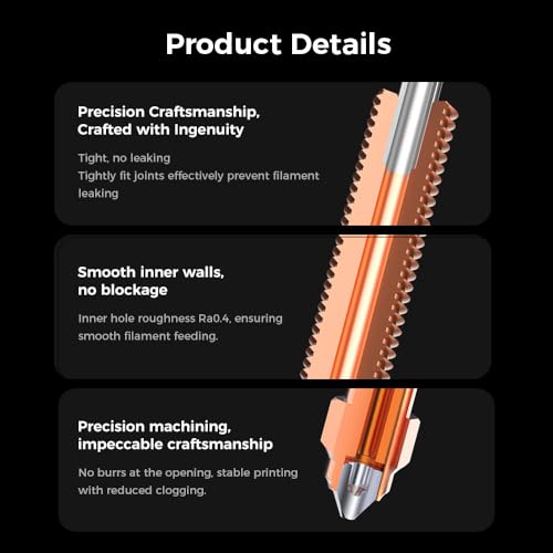 Creality Official Upgrade K1C Nozzles, Quick-Swap 3D Printer Nozzle Kit, Copper Alloy and Hardened Steel Nozzle Suitable for Creality K1C/ Ender 3 V3/ Ender 3 V3 Plus 3D Printers (1PCS, 0.4mm)