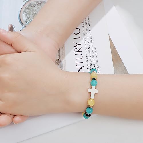 JoycuFF Sister in Christ Cross Bracelet for Women,Christian Gifts for Women Religious Easter Faith Catholic Gifts for Women,Religious Bracelets for Women