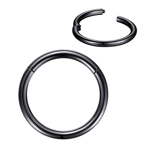 2pcs Pair 12mm Septum Ring Silver Nose Rings Hoop 16 Gauge Nose Hoop Helix Daith Tragus Hinged Segment Septum Clicker Lip Rings 316L Surgical Steel 16g Cartilage Earring Nose Piercing Jewelry