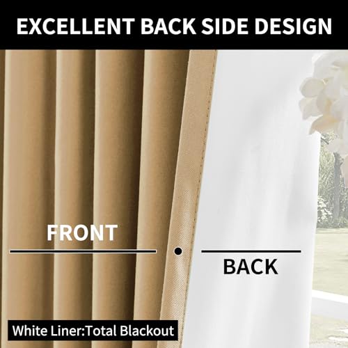 Joydeco Blackout Curtains for Bedroom 72 inch Length,Back Tab/Rod Pocket 100% Blackout Living Room Drapes, Textured Thermal Insulated Blackout Curtains 2 Panels Set,52" W x 72" L,Black