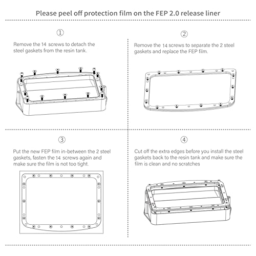 ELEGOO 3PCS PFA Release Liner Film, with Stronger Release Functionality and 95% Light Transmittance, Compatible with Mars 4 DLP 3D Printer, 200 * 130mm, 0.127mm Thickness