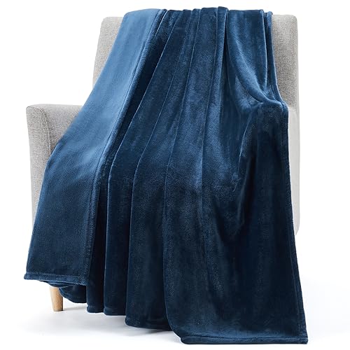 Casual Living 32590 Full-Queen Size Fluffy Silky Smooth Cozy Soft Pet Friendly Water Resistant Lightweight Machine Washable Fleece Bed Blanket Sofa Cover for Bed Sofa Chair and Couch, Full/Queen, Blue