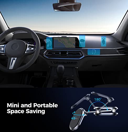 Magnetic Phone Holder for Car Metal Upgrade 6X Magnets Phone Mount Double 360° Rotation Super Sticker Phone Holder Car Mount Easy Install Suitable for Dashboard Screens Compatible with All Phone black