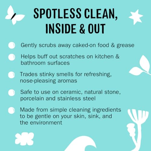 Molly's Suds Sink and All Purpose SCRUB | Gently Removes Stains, Scrubs Away Grease & Gime, Buffs out Scratches | Plant and Mineral Based | 2 Pack, Beach Scent