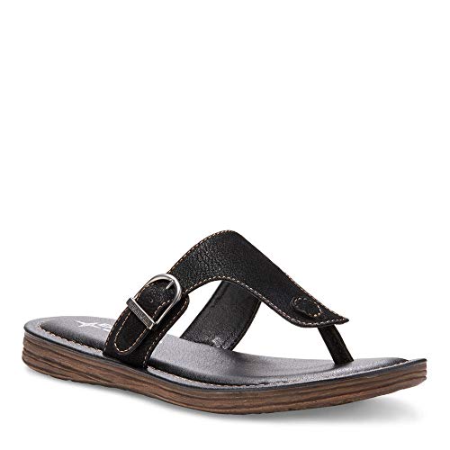 Eastland Women's Thong Slide Flat Sandal, Black, 6