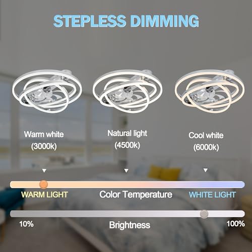 Dawn Whisper 24" Ceiling Fans with Lights, Flush Mount Ceiling Fan with Lights 6-Speed Remote Control, Modern Ceiling Fan with Light Low Profile for Bedroom, Living Room, Kids Room Black