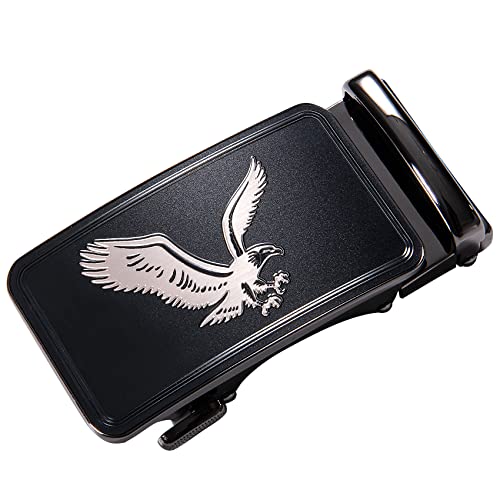 Dubulle Men's Designer Belt Business Eagle Ratchet Buckle Automatic Genuine Adjustable TOP Leather Strap Sliding Rustless