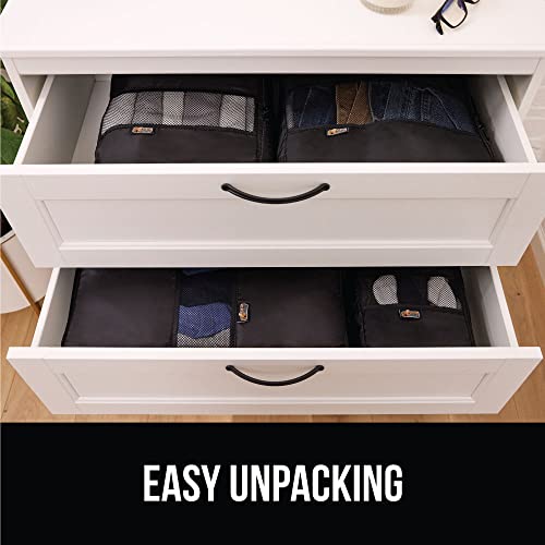 Gorilla Grip 3 Piece Packing Cubes Set, Space Saving Organizers for Suitcases and Luggage, Mesh Window Bags, Travel Essentials for Carry On Clothes, Shoes, Toiletry Accessories Cube with Zipper, Black