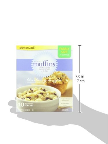 Post Better Oats Thick & Hearty Whole Grain Instant Oatmeal with Flax Seeds, Blueberry Muffin flavor, 15.1 Ounce Box, Pack of 6