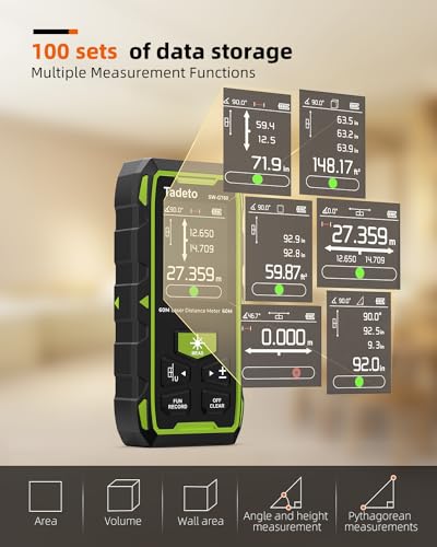 Tadeto Dual Laser Measuring Tool, 393FT/120M Bilateral Laser Measurement Tool Backlit LCD Display, Rechargeable Laser Measure with Ft/In/M Multiple Units Length/Area/Volume/Angle Digital Laser Measure