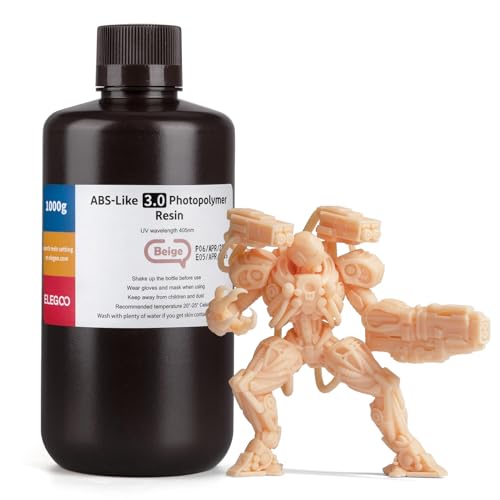ELEGOO ABS-Like 3D Printer Resin 3.0, 405nm UV-Curing Photopolymer Resin for Mars Saturn Jupiter MSLA DLP LCD 3D Printing with Strength and Toughness, High Precision, Low Viscosity, Yellow 2000g