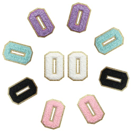 TXSN 10PCS Self Adhesive Chenille Letter Patches, Colorful Iron on Letter Glitter Patches Varsity Patches, R