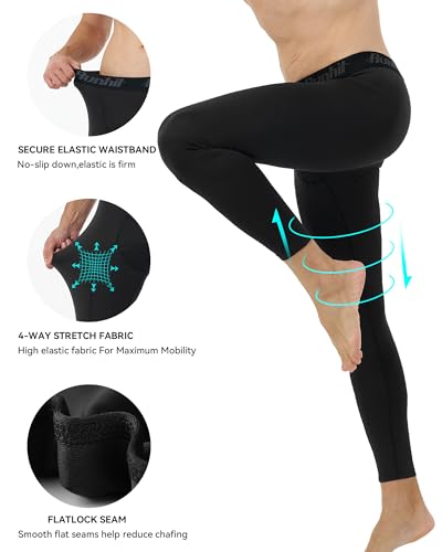 Runhit Men’s Compression Pants Running Tights Workout Leggings Athletic Base Layer Pants for Sports Yoga Basketball Red 3XL