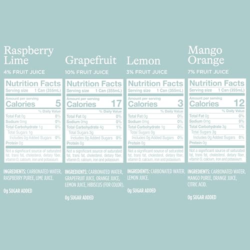 Spindrift Sparkling Water, 4 Flavor Variety Pack, Made with Real Squeezed Fruit, 12 Fl Oz (Pack of 20)