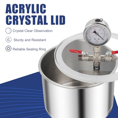 BACOENG 1 1/2 Gallon 3.6 CFM Vacuum Chamber with Pump, Degassing Vacuum Chamber Kit for Resin