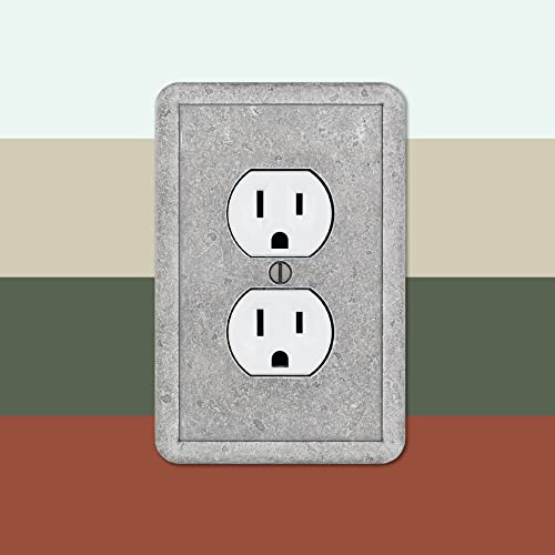 Questech Outlet Cover, Single Duplex Wall Plate 1-Gang Switch Plate Standard Size Electrical Outlet Receptacle Cover, Decorative Tumbled Texture, Gray, 3 Pack