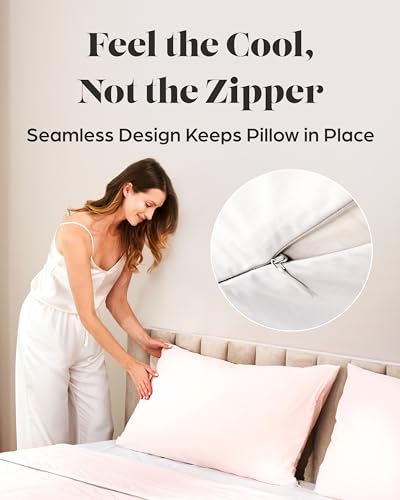 SleepCool+ Luxury Cooling Pillowcases (Set of 2) (Queen, Blush)