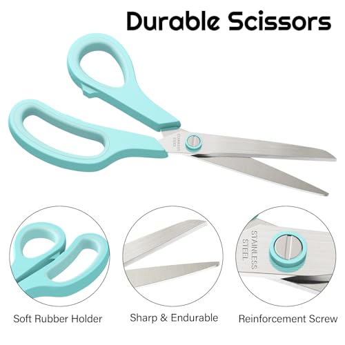 Scissors 6-Pack, 8'' Multipurpose Scissor with Ultra Sharp Blades, Easy Grip Handles, Stainless Steel Scissor for Office Supplies Craft Home, High/Middle School Student Teacher Scissors Bulk (6 pack)
