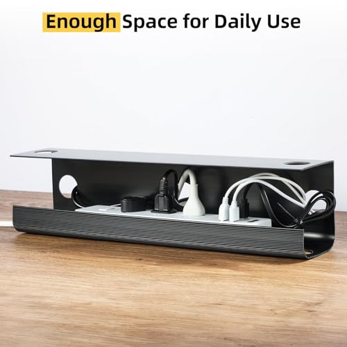 Yecaye 2 Pack Cable Management Under Desk, 31.5 in Under Desk Cable Management Tray, Cable Hider, Cord Organizer for Desk, No Screw No Drill Cable Cord Management for Office and Home, Black
