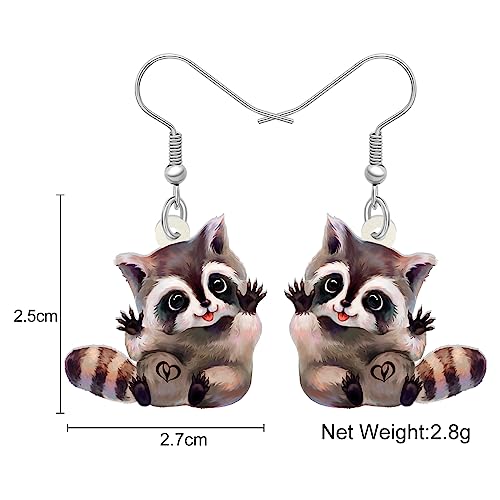 YAYAKO Acrylic Chubby Funny Raccoon Earrings Dangle Bear Animal Jewelry Cute Raccoon Gifts for Women (Brown 512)