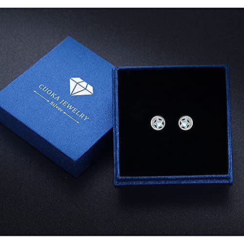 Moonstone Stud Earrings For Women, Sterling Silver Celtic Knot Pentacle Moon Star Hypoallergenic Earrings for Sensitive Ears 4mm Moonstone Jewelry Celtic Gift For Mother Friend