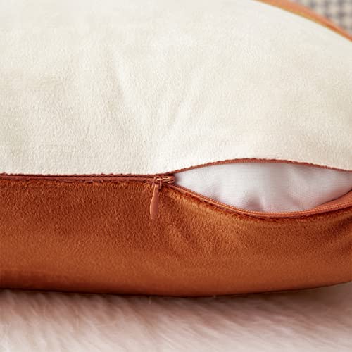 MIULEE Pack of 2 Decorative Patchwork Velvet Throw Pillow Covers with Gold Leather Square Soft Solid Pillowcases Couch Pillows Cushion Covers for Bed Sofa Living Room 12 X 20 Inch Black