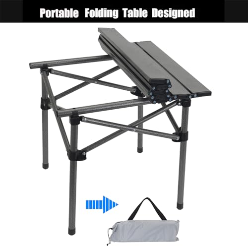 Opliy Folding Camping Table,Portable Table for 1-2 Persons -Collapsible Table Lightweight with Carry Bag for Camping, Hiking, Picnics, BBQs, Beach Trips & Tailgating(16.5 inch).