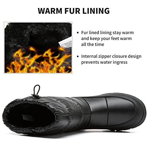 FRACORA Womens Winter Snow Boots Fur Lined Mid Calf Boots Warm Slip On Boots for Women(US6, White)