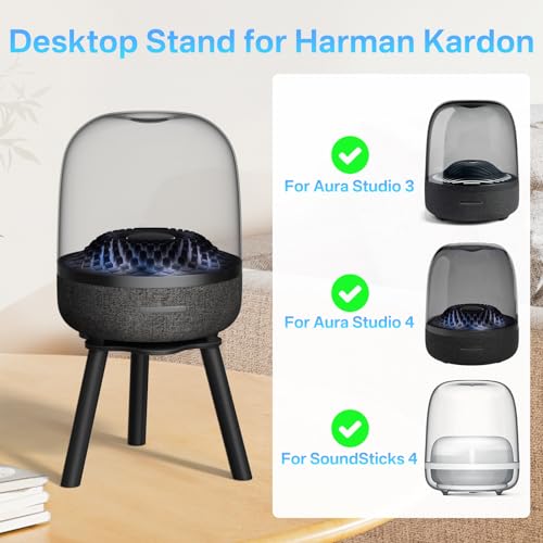 Metal Desk Speaker Stand for Harman Kardon Aura Studio 3, Aura Studio 4, SoundSticks 4 Speaker Desk Stand - Desktop Speaker Stand for Harman Kardon for Surround Sound Easy to Install, Black