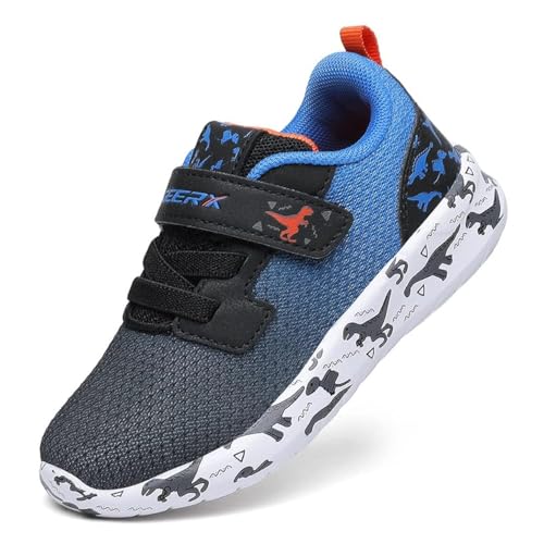 GEERX DIMO Dinosaur Toddler Boys Shoes Non Slip Lightweight Breathable Comfortable Sport Athletic Running Tennis Sneakers Steel Blue Orange Size 10