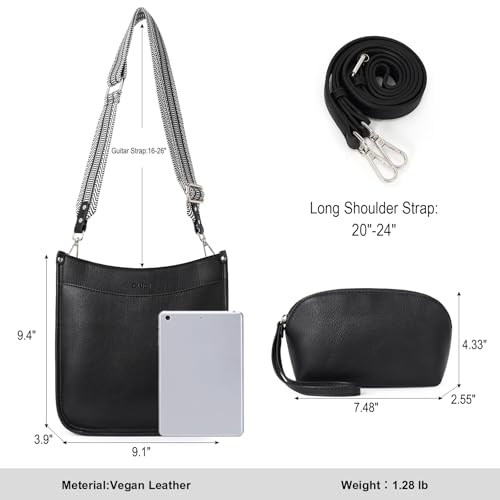 CLUCI Crossbody Bag Purses for Women 2Pcs Leather Hobo Handbag Wallet Set With 2Adjustable Guitar Strap Shoulder Handbag