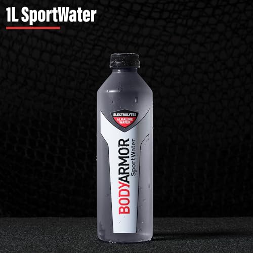 BODYARMOR SportWater Alkaline Water, Superior Hydration, High Alkaline Water pH 9+, Electrolytes, Perfect for your Active Lifestyle, 1 Liter (Pack of 6)