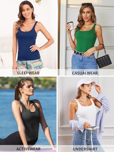 V FOR CITY Women Tank Top with Shelf Bra Adjustable Wide Strap Camisole Cotton Sleeveless Top Homewear M Magenta Purple