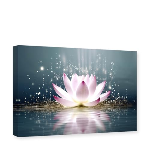 CXHOSTENT Lotus Flower Canvas Wall Art Zen Wall Decor Spa Pictures Print Modern Meditation Spirit Bathroom Yoga Room Decor Frame (Lotus - 1, 12.00" x 18.00")