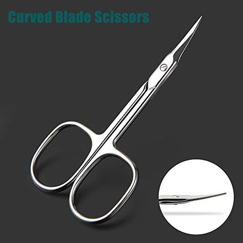 BEZOX Small Scissors 2 PCS Set - Nail Cuticle Scissors/Manicure Scissors Kit - Straight and Curved Blade Beauty Scissor for Beard/Mustache, Nose Hair, Ear Hair, Eyelashes and Eyebrow Trimming