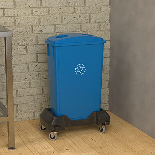 Krollen Industrial 23 Gallon Black Slim Jim Trash Can with Drop Shot Lid