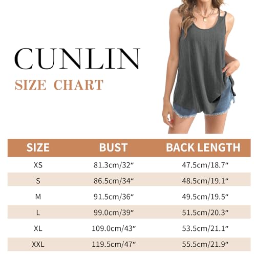 CUNLIN Womens Tank Tops Eyelet Sleeveless Spaghetti Strap Scoop Neck Loose Casual Summer Clothes Flowy Shirts Dusty Green 009 Size XS