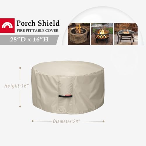 Porch Shield Fire Pit Cover - Waterproof 600D Heavy Duty Square Patio Fire Pit Table Cover Beige - 50 x 50 inch