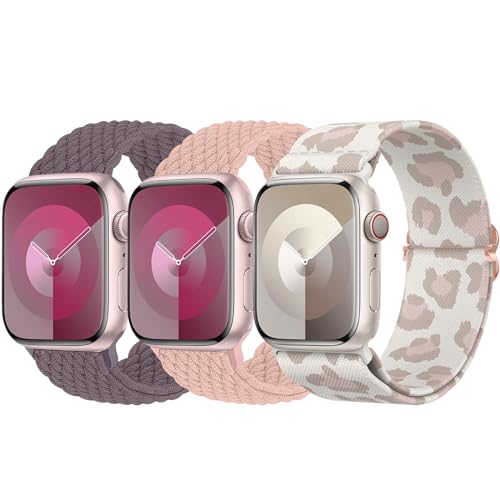 Delidigi Stretchy Bands Compatible for Apple Watch Band Women 38mm 40mm 41mm 42mm 44mm 45mm 46mm 49mm, Nylon Braided Straps for iWatch Series 10 9 8 7 6 SE 5 4 3 Ultra Ultra 2