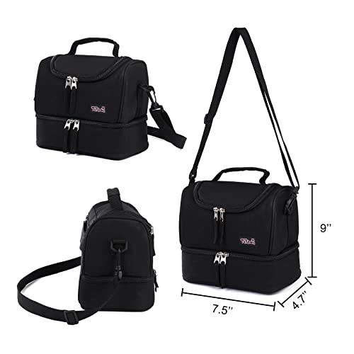 Tilami Rolling Backpack 18 inch Double Handle with Lunch Bag Wheeled Kids Backpack, Flamingo Black