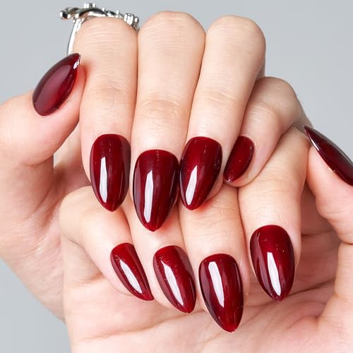 GLAMERMAID Purple Chrome Press on Nails Extra Short Square, Handmade Glazed Metal Powder Gel Fake Nails Round Oval, Donut Gloss Squoval Glue on Nails, Gloden Reusable Stick on False Nail Kit for Women