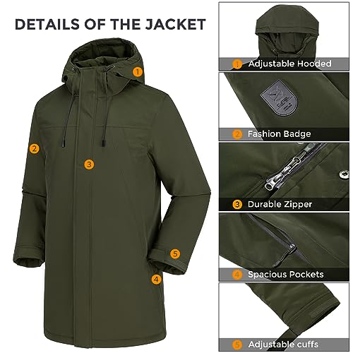 CAMELSPORTS Mens Winter Coats Long Warm Jacket with Hood Casual Quilted Puffer Parka Windproof Jackets