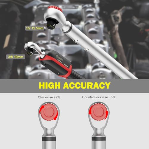 VANPO 1/4 Inch Digital Torque Wrench, 1.1-22.1 Ft-lbs/1.5-30Nm, with Preset Values, 2% Accuracy, Buzzer and LED Notification, Small Electronic Torque Wrench for Bicycles