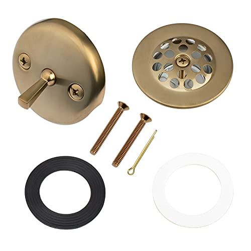 Champagne Bronze Trip Lever Tub Trim Kit Set with Trip Lever Overflow Face Plate, No Putty Gasket, Trip Lever Bathtub Drain with Strainer, Overflow and Matching Screws, No Putty Installation Artiwell
