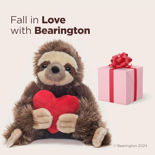 Bearington Lil’ Simon Love 6.5 Inch Sloth Stuffed Animal - Cute Plush Toy for Girls & Kids - Unique Sloth Plush Valentine’s Day Gift